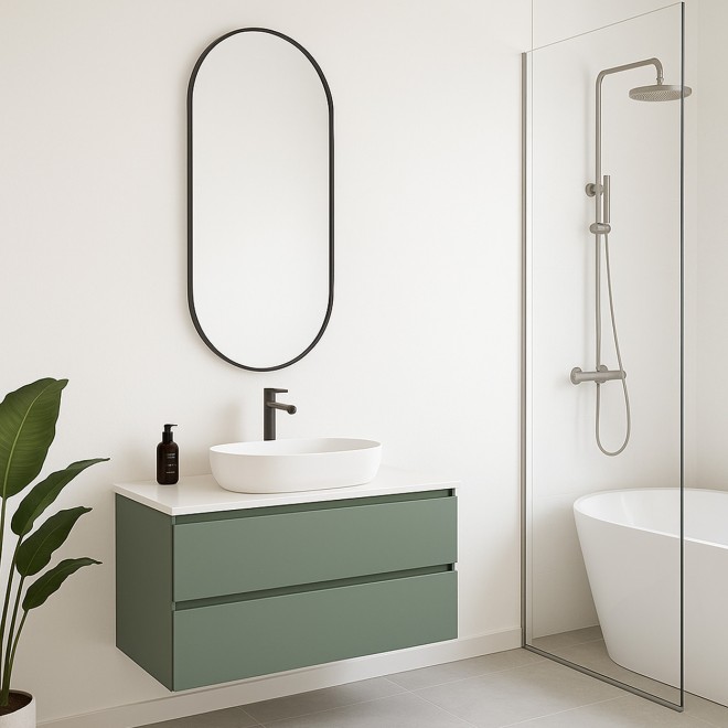 Wiesbaden Spiegel Renk Ovaal 30x70cm Gunmetal